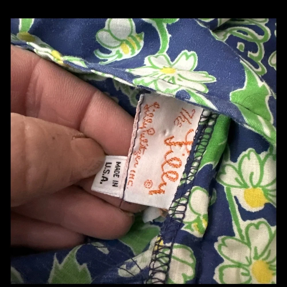 Vintage Lilly Pulitzer Floral Blue and Green strapless Dress 12 - Picture 6 of 11